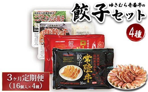 【3ヶ月定期便】ゆきむら壱番亭の4種の餃子セット ※離島への配送不可 2238540 - 茨城県土浦市