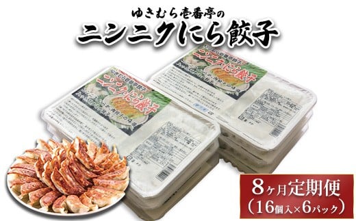 【8ヶ月定期便】ゆきむら壱番亭のニンニクにら餃子6パック(96個入り) ※離島への配送不可 2238461 - 茨城県土浦市