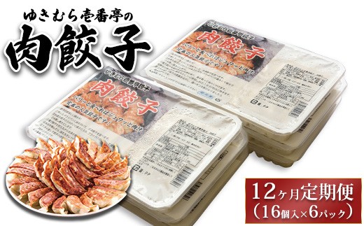 【12ヶ月定期便】ゆきむら壱番亭の肉餃子6パック(96個入り) ※離島への配送不可 2238416 - 茨城県土浦市