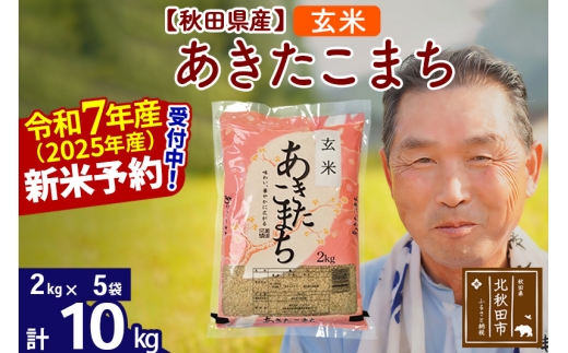 ※令和7年産 新米予約※秋田県産 あきたこまち 10kg【玄米】(2kg小分け袋)【1回のみお届け】2025年産 お届け時期選べる お米 おおもり