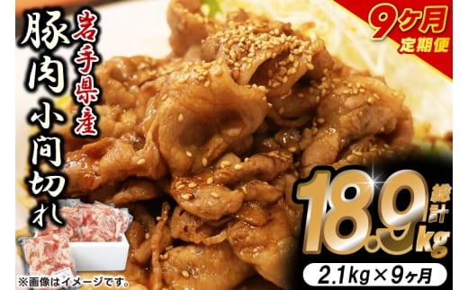 ＼9ヶ月連続 定期便／【岩手県産豚肉】小間切れ2.1kg (300g×7パック) (総計 18.9kg) 大容量 肉 冷凍 小分け しゃぶしゃぶ 焼肉 お弁当 おかず 岩手 いわちく 紫波町（AB141） 2242091 - 岩手県紫波町