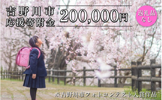 【 返礼品なし 200,000円  】 徳島県 吉野川市 への 寄附 応援寄附金