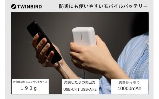 ツインバード モバイルバッテリー[10000ｍAh] (AV-9110W) 2243218 - 新潟県燕市