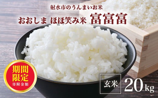 ＼期間限定寄附額／【R7年度産米 新米予約】総理大臣賞受賞 人気のブランド米「富富富」20kg（5kg×4）【玄米】｜米 お米 新米 先行予約 令和7年産米 ブランド米 銘柄米 こめ 20kg 20キロ 三世代交流 白米 送料無料 富山県 射水市おおしま ほほ笑み米