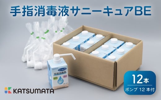 消毒液 紙パック 600ml × 12本 ケース ポンプ 有 セット 手指 消毒剤 消毒 除菌 衛生 ウイルス 対策 コロナ 防災 日用品 便利 保存 サニーキュアBE 静岡 沼津