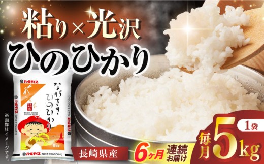 【6か月定期便/10月中旬～新米切替】長崎県産米 ひのひかり 5kg×6回 長崎県/長崎県農協直販 [42ZZAA023] 米 お米 おこめ こめ コメ 白米 精米 ごはん ご飯 御飯 5kg 国産 定期便 長崎