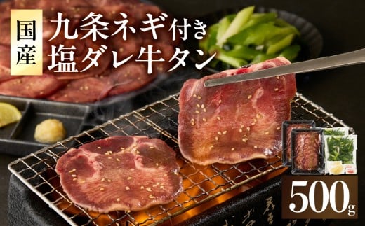 「京都人気焼肉店」貴重！塩ダレ国産牛タン 九条ネギレモン付き 500g 国産 牛タン 薄切り 九条ねぎ 味付き 塩だれ 焼肉 BBQ 冷凍 牛肉 【093-40】 2253828 - 京都府木津川市