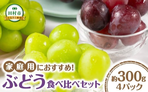 【先行予約】 ぶどう食べ比べパック 約300g×4パック (訳あり粒タイプ) 10月上旬より順次発送 粒パック シャインマスカット バイオレットキング 巨峰 ピオーネ マイハート ゴルビー クイーンニーナ 家庭用 オススメ 福島県 田村市 ふくしま 鈴木農園