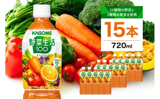 カゴメ 野菜生活100 オリジナル 720ml 15本 ns111-009-15【 KAGOME 那須塩原市 ギフト にんじん 野菜 ジュース 飲料 ドリンク】 2010106 - 栃木県那須塩原市
