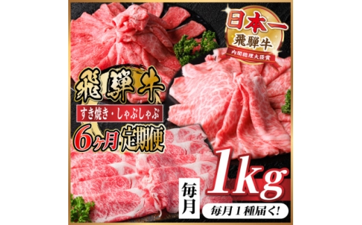 ＜毎月定期便＞レビューキャンペーン実施中!飛騨牛　厳選すき焼き・しゃぶしゃぶ定期便　1kg全6回【4072497】 2238804 - 岐阜県羽島市