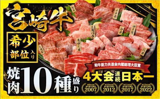 【2025年11月発送】【数量限定】宮崎牛焼肉10種盛り合わせ_M132-067-nov