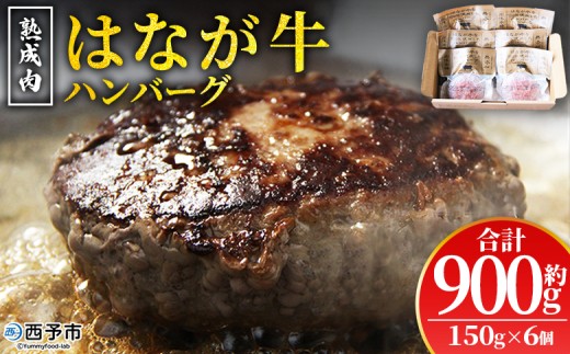 [熟成肉 はなが牛ハンバーグ 6個(1個150g)] 肉 お肉 牛肉 牛 ビーフ 牛100% 肉加工品 お惣菜 洋食 おかず 弁当 ランチ ディナー 国産 小分け 個包装 簡単調理 特産品 ゆうぼく 愛媛県 西予市 [冷凍]『2か月以内に順次出荷予定』