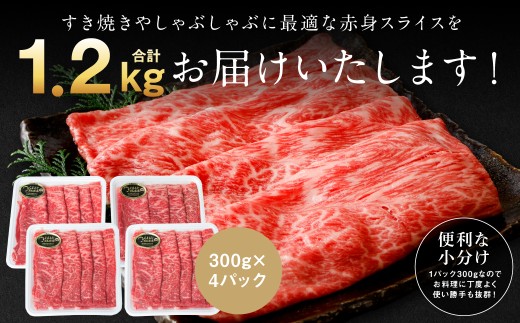 くまもと 黒毛和牛 赤身 スライス 合計1.2kg （300g×4）