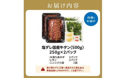 「京都人気焼肉店」貴重！塩ダレ国産牛タン 九条ネギレモン付き 500g