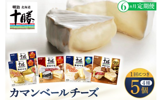 【6ヵ月定期便】明治北海道十勝チーズ カマンベール4種5個セット 計6回 me003-068-t6c