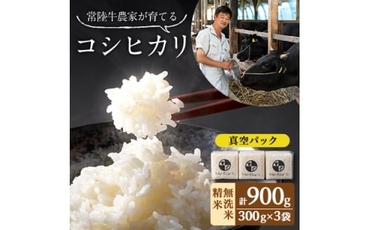 令和7年産 茨城県産 常陸牛農家が育てたコシヒカリ 精米 無洗米 個包装300g(2合)×3袋【1601850】 2240685 - 茨城県茨城県庁