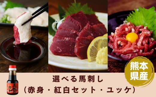 選べる 内容量 馬刺し [ 赤身 or 紅白馬刺しセット or ユッケ ] | 熊本県 熊本 くまもと 和水町 なごみまち なごみ 馬肉 馬刺し 赤身 コウネ セット ユッケ 冷凍 ブロック 真空パック