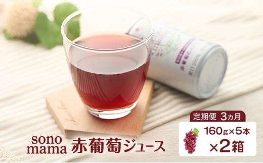 《 定期便 3ヵ月 》 赤葡萄ジュース「sonomama」（160g×5本）×2箱 ぶどう ブドウ ジュース ぶどうジュース 飲料 2243021 - 秋田県羽後町