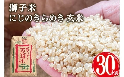 【令和7年産】獅子米 にじのきらめき 玄米 30kg 岡田ファーム お米 米 おこめ ブランド米 にじのひらめき 30キロ 国産 単一原料米 コメ こめ ご飯 銘柄米 茨城県産 茨城 産直 産地直送 農家直送 ごはん 家庭用 贈答用 お取り寄せ ギフト 茨城県 石岡市 (B02-012)
