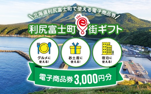 利尻富士町e街ギフト　3,000円分 2241717 - 北海道利尻富士町