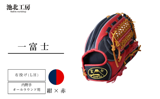 [紺×赤]一富士 軟式グラブ 内野手オールラウンド用 カラーグラブ | 池北工房 埼玉県 上尾市