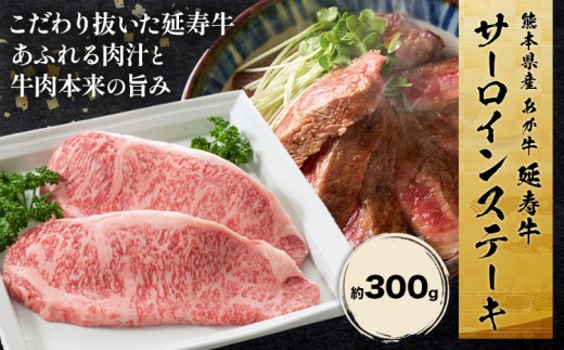 熊本県産 あか牛 「-延寿牛-」 サーロイン ステーキ 約300g 株式会社ワンエイト《30日以内に出荷予定(土日祝除く)》熊本県 苓北町 延寿牛 牛肉 ステーキ サーロインステーキ【配送不可地域あり】