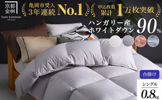 【ブルー（柄）】京都金桝 軽くて暖か 合掛け 羽毛布団 シングルサイズ×1枚 ハンガリーホワイトダウン90％ DP360 シンプル アクア