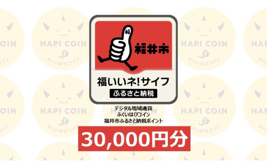 「ふくいはぴコイン」福井市ふるさと納税ポイント【30,000円分】 [J-198005] / 選べる金額 デジタル地域通貨 ホテル 観光 レジャー PAY アプリ オンライン キャッシュレス スマホ ポイント スマホ 便利 簡単 デジタル 支払い 地域通貨 送料無料
