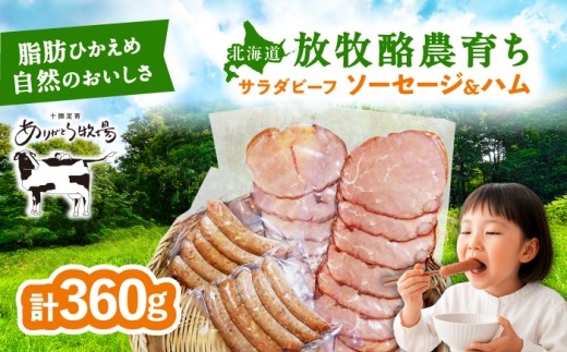 [11月中旬以降順次発送] サラダビーフ ソーセージ&ハムセット(ソーセージ100g×2袋・ボンレスハム80g×2袋)[足寄町][ありがとう牧場]ソーセージ ハム 牛肉 ビーフ 肉 ミート 牛 焼肉 牛丼 カレー 北海道 13000 13000円 [BEAH007]