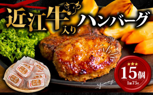 【8月発送】 近江牛 入り ハンバーグ 75g×15個 1125g 冷凍 ギフト 肉 お取り寄せ 黒毛和牛 贈答用 ごはんのお供 三大和牛 近江小判 惣菜 ブランド おかず 贈り物 自宅用 滋賀県 竜王町 岡喜 ふるさと納税 神戸牛 松阪牛 に並ぶ 日本三大和牛 1314220 - 滋賀県竜王町