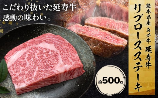熊本県産 あか牛 「-延寿牛-」 リブロース ステーキ 約500g 株式会社ワンエイト《30日以内に出荷予定(土日祝除く)》熊本県 苓北町 延寿牛 牛肉 ステーキ リブロースステーキ【配送不可地域あり】