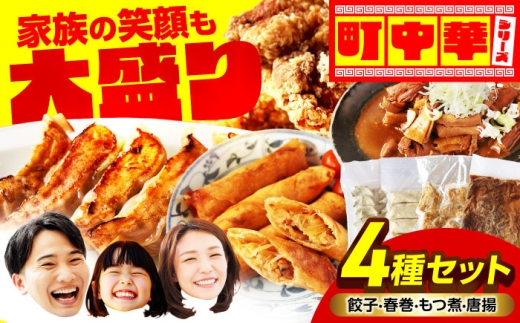 加登屋の町中華 4種セット 4人前 餃子 春巻 からあげ もつ煮[加登屋食堂]名物 冷凍 おすすめ 