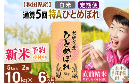《予約受付》《定期便6ヶ月》令和7年産 【白米】通算5回特A 秋田県産ひとめぼれ 計10kg (5kg×2袋) お届け周期調整 隔月もOK【2025年11月中出荷予定】 2246430 - 秋田県由利本荘市