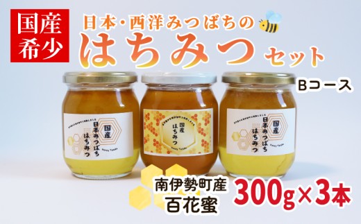 はちみつ 百花蜜 Ｂセット 300g×3本 セット 日本みつばち 西洋みつばち 非加熱 日本ミツバチ 保存 備蓄 防災食 非常食 保存食 国産はちみつ はちみつ 蜂蜜 純粋はちみつ 蜜 ハニー honey ニホンミツバチ 日本蜜蜂 家庭用 自宅用 産地直送 国産 朝食 おやつ 伊勢 志摩 三重県 南伊勢町 ユタカ養蜂