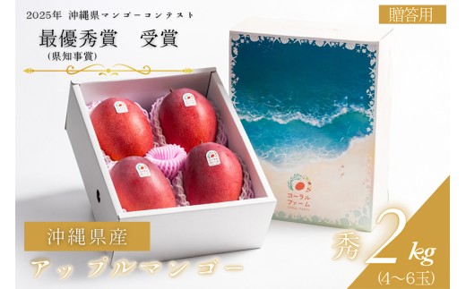 【 先行予約 2026年 発送 】コーラルファーム アップルマンゴー 2kg (4～6玉) 秀品 沖縄県産 マンゴー アーウィンマンゴー 2キロ 国産 完熟マンゴー 果物 くだもの フルーツ 完熟 夏 沖縄 お取り寄せ ギフト 産地直送 農家直送 糸満市  929017 - 沖縄県糸満市