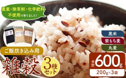 農薬・化学肥料 不使用の農地で栽培・ご飯炊き込み用雑穀セット 雑穀小袋3種各200g１袋 真岡市 栃木県 送料無料 1027209 - 栃木県真岡市