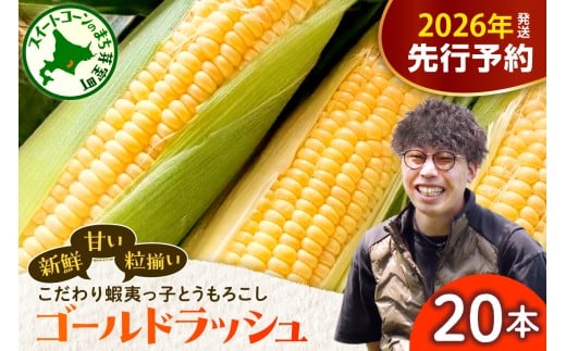 【先行受付】【2026年7月25日～8月15日頃発送予定】朝採りをお届け！ 北海道十勝芽室町　蝦夷っ子とうもろこし ゴールドラッシュ 20本 me076-010c-26 2088654 - 北海道芽室町