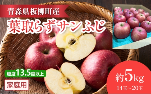 【園地指定・情熱葉取らずサンふじ】糖度13.5度以上/家庭用サンふじ/約5kg/葉取らず　青森県　りんご　リンゴ　林檎　フルーツ　くだもの　果物
