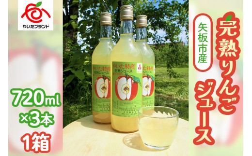 【定期便12回】 矢板市産 完熟りんごジュース《720ml×3本 1箱》｜林檎 リンゴ 果汁100% 産地直送 (毎月お届け）  