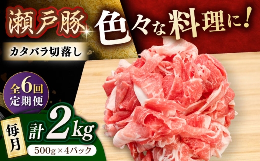 【6回定期便】瀬戸豚 カタバラ切落し 2kg / 豚肉 小分け 切り落とし / 瀬戸市 / 関屋精肉店 [BBBQ199]