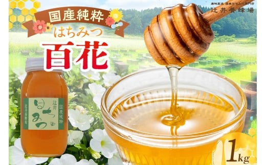 【国産純粋 百花はちみつ 1kg 瓶】国産 純粋 百花 はちみつ ハチミツ 蜂蜜 紅茶 パン ヨーグルト おすすめ 兵庫県 香美町 辻井養蜂場 81-08