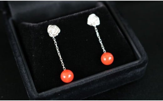 赤サンゴ ぶら下がりピアス アクセサリー ピアス ジュエリー 珊瑚 赤珊瑚 