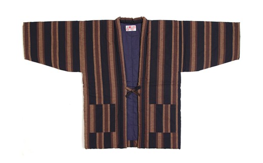 【2025年8月下旬より順次発送】 藍調袢天 ( はんてん ) 黒茶縞