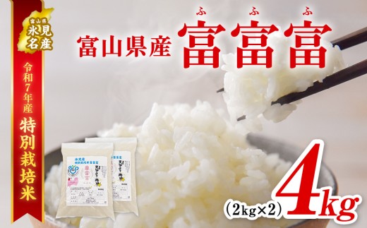 [特別栽培米] 令和7年産 富山県産 "富富富" 2kg×2 [2025年9月中旬以降発送]| ふふふ 富富富 お米 白米 精米 氷見 富山 米 国産 特別栽培 4kg エコファーマー 数量限定 小分け 期間限定 プレミアム ブランド米 特別栽培米 安心 環境にやさしい 新米