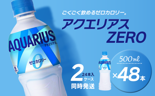 アクエリアスゼロ 500mlPET 48本（24本入×2ケース） ｜ スポーツドリンク アクエリ ゼロカロリー 水分補給 熱中症対策 清涼飲料水 飲料 ペットボトル 2箱 愛媛県 西条市 送料無料