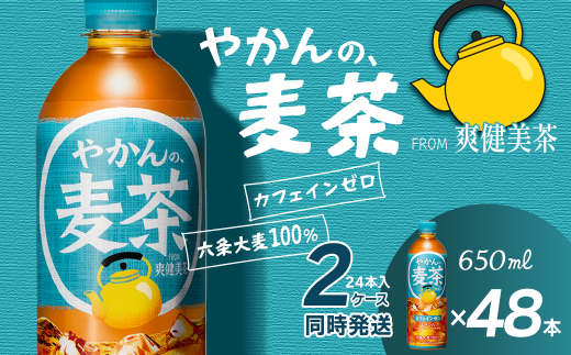 やかんの麦茶 from 爽健美茶 650mlPET 48本(24本入×2ケース) | お茶 麦茶 カフェインゼロ 爽健美茶 清涼飲料水 飲料 ペットボトル 2箱 愛媛県 西条市 送料無料 2260077 - 愛媛県西条市