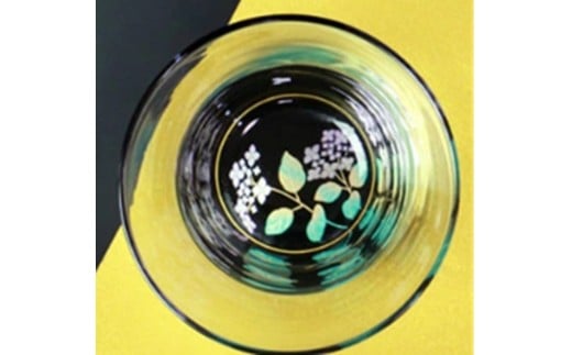 みよし漆器本舗 ぬりもん de Verre フリーグラス 単品 210ml 蒔絵 紀州塗り 黒/アジサイ
