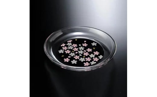 [選べるカラ—]みよし漆器本舗 紀州塗り ぬりもん de Verre 丸小皿 蒔絵 桜 直径14.8×2cm