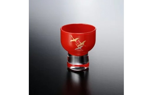 みよし漆器本舗 紀州塗り ぬりもん de Verre 盃 蒔絵 千羽鶴 赤 70ml 2249711 - 和歌山県海南市