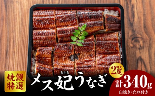 焼鰻特選メス妃うなぎ特大2尾 計340g (白焼き・たれ付き)・Y098 2260455 - 愛知県西尾市